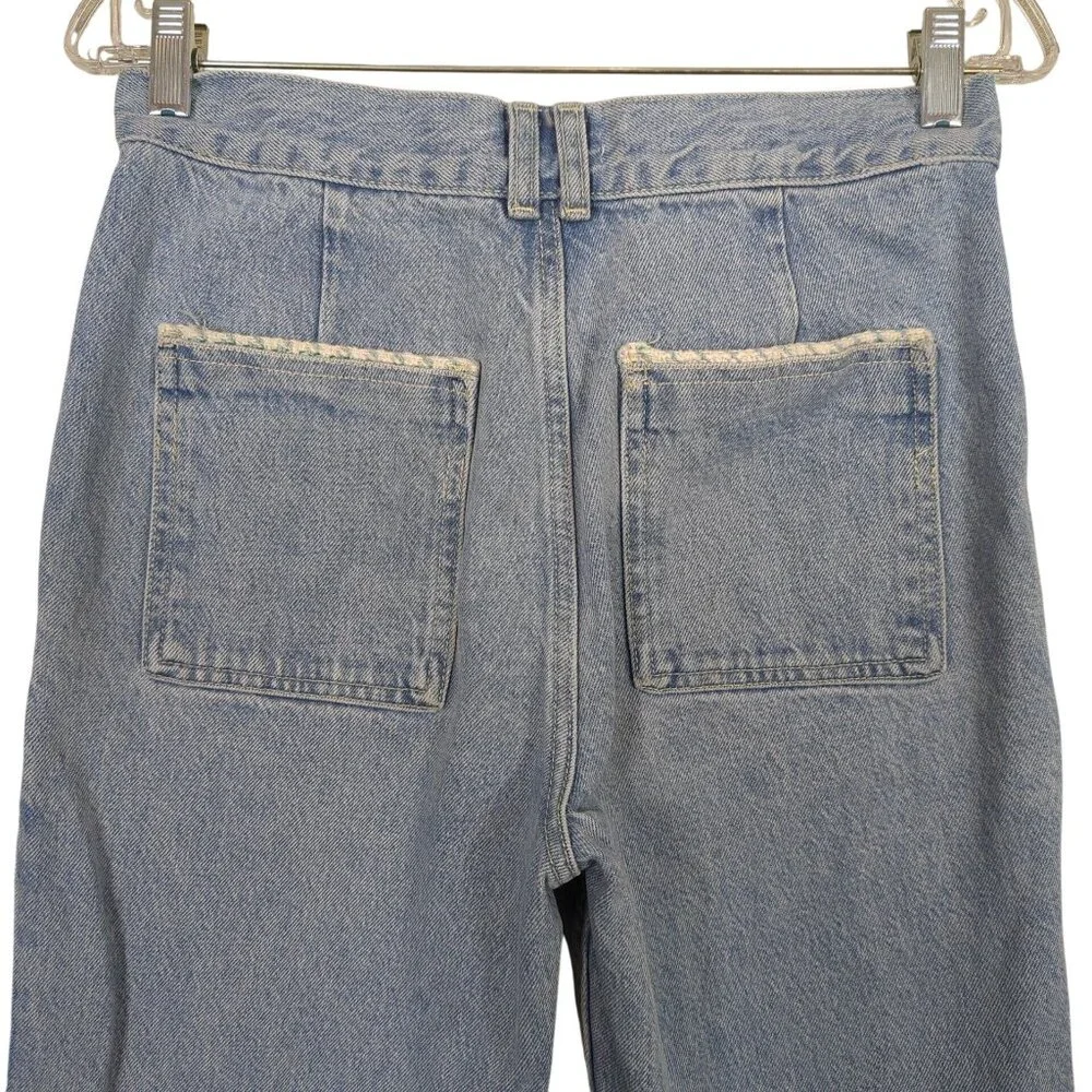 Zara Women's Jeans sz 6 / 28 blue Jeans High Rise Tweed Trim Straight Leg - Picture 5 of 12